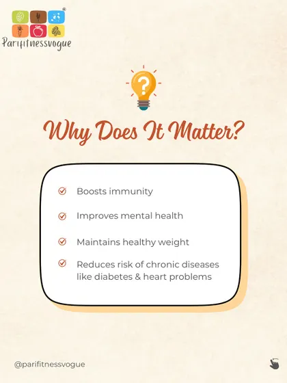 Why does a balanced diet matter? It boosts immunity, improves mental health, helps maintain a healthy weight, and reduces the risk of chronic diseases. These are the benefits I highlight in my sessions.