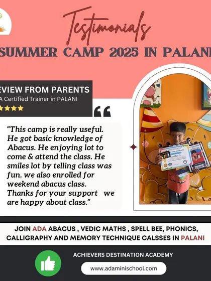 A glowing testimonial from a parent at our Palani Summer Camp 2025. It's wonderful to hear that their child enjoyed learning Abacus and that the class was fun and useful. This is the feedback that fuels our passion.