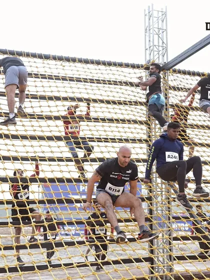 Another angle of the net climb, showing the scale of the obstacle and the determination required to get to the top.