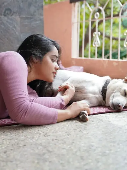 Finding a moment of quiet like this, lying next to my dog, is a practice in itself. True peace can be unsettling to those who thrive in chaos, but it's a state we all deserve. This is what we work towards on the mat.