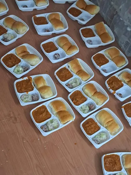Pav Bhaji packed neatly in meal boxes for a school order. A convenient way to enjoy this classic dish.
