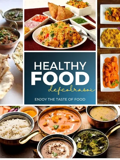 A collage showcasing the variety of healthy and delicious food we offer for our catering and tiffin services.