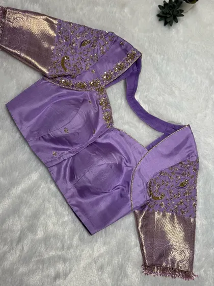 Lavender dreams stitched into reality. This blouse is an experience in surface ornamentation, crafted with precision and soul.