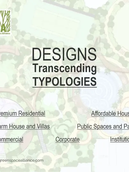 An infographic showcasing our ability to create "Designs Transcending Typologies." Whether it's premium residential, affordable housing, commercial, or public parks, our commitment to excellence and creativity is consistent across all project types.
