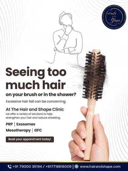 Seeing too much hair on your brush? We offer a variety of non-surgical solutions like PRP, Exosomes, Mesotherapy, and GFC to help strengthen your hair and reduce shedding.