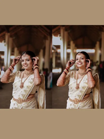 A collage of the bride's happy expressions.
