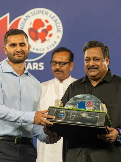 Our Director of Football, Darren Caldeira, accepts the award for Best Elite Youth Program. This recognition fuels our commitment to shaping the future of Indian football.