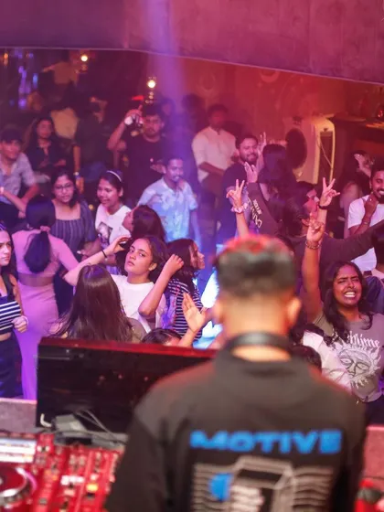 The view from behind my shoulder as I look out onto the dance floor. This is my office, and I love my job.