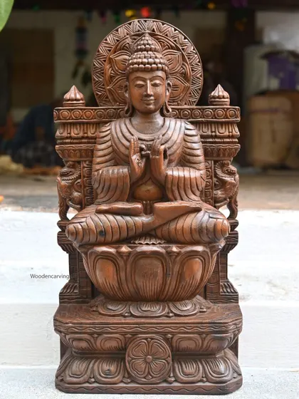 We also carve figures of peace and contemplation, like this 24-inch Lord Buddha statue. The serene expression and traditional mudra are carved to inspire tranquility, making it an ideal addition to a meditation space or peaceful corner of your home.