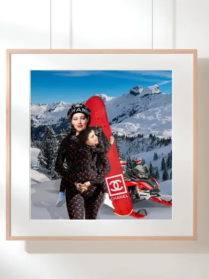 The framed version of "An Ode To Motherhood," ready to be displayed as a statement piece that blends high fashion, surrealism, and maternal love.