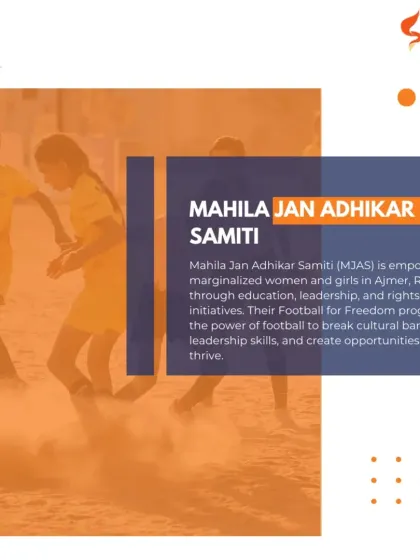 Meet our partner, Mahila Jan Adhikar Samiti (MJAS). Their 'Football for Freedom' program in Ajmer, Rajasthan, uses the power of football to break cultural barriers and create opportunities for girls to thrive.