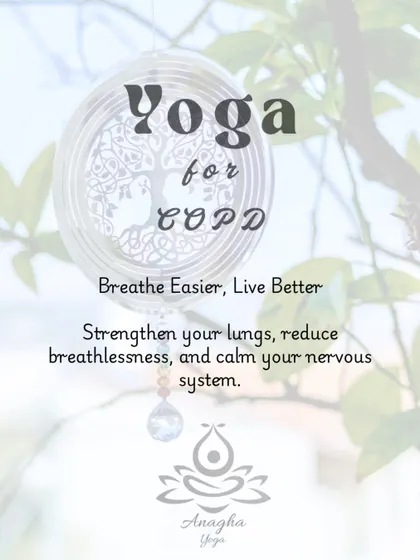 My yoga for COPD program focuses on strengthening the lungs, reducing breathlessness, and calming the nervous system to help you breathe easier and live better.