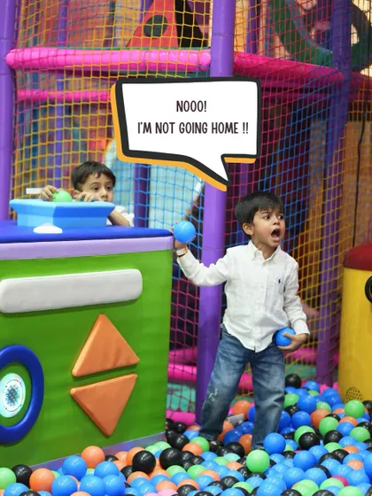 "Nooo! I'm not going home!" We hear this a lot, and I take it as the highest compliment. This little one is having too much fun in the ball pit to even think about leaving.