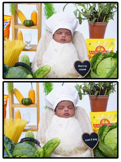 A collage of the final "tiny chef" photos. This theme is always a hit with parents and results in such fun and memorable pictures.
