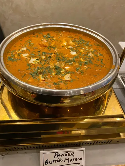 Our classic Paneer Butter Masala, prepared without onion or garlic for a Jain religious event.