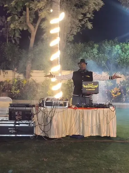 My outdoor setup for the two-states wedding, complete with smoke effects.