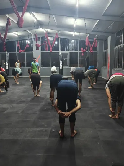 A look at our members during a cool-down stretch. This is a vital part of every workout, ensuring recovery and preventing injury.