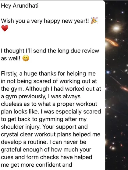 Nothing makes me happier than seeing my clients build confidence. This client went from being scared of the gym after an injury to feeling confident and independent with her workouts, thanks to a clear, tailored plan.