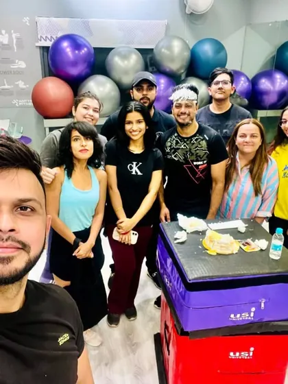 A group selfie during the birthday celebration for our Bhangra instructor. It's moments like these that show we are more than a gym, we are a community.