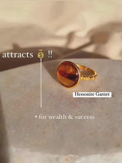 This is my 'sūrya' Hessonite Garnet Sun Ring, a powerful stone for attracting wealth and success. It also brings joy and health to the wearer.
