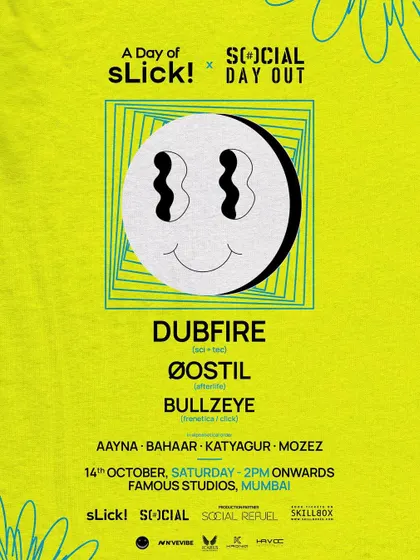 The lineup for A Day of Slick! (ADOS) in Mumbai. Shared the stage with the legendary Dubfire for a massive day-long event.