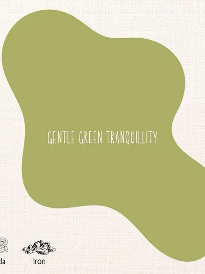 Gentle Green Tranquility, a soothing green made from harda and iron. This color embodies the calm and peace of nature.