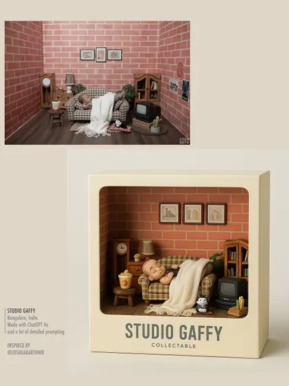 A cozy newborn photo from our "Friends" themed set is turned into an adorable boxed collectible.