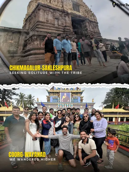 From seeking solitude with the tribe in Chikmagalur's ancient temples to wandering higher in the misty landscapes of Coorg and Wayanad, our trips are about diverse experiences. Here, we are capturing moments at Chennakeshava Temple and a Tibetan monastery.