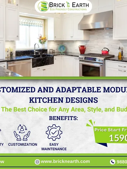 A classic white modular kitchen design that is timeless and functional. This style emphasizes clean lines, ample counter space with a durable granite top, and quality fittings to ensure the kitchen lasts for years.