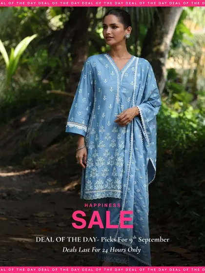 This beautiful blue kurta set features delicate white embroidery and a relaxed fit. It's a perfect example of my commitment to comfortable, everyday ethnic wear.