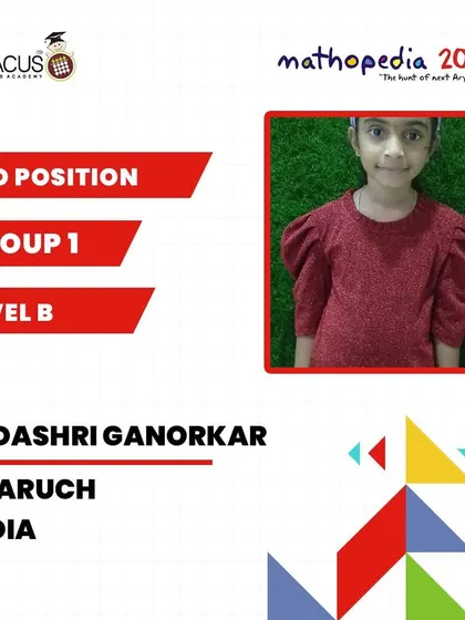 Vedashri Ganorkar from Bharuch, India, a 3rd Position winner.