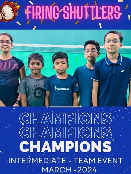 Celebrating the Firing Shuttlers, our Intermediate Team Event Champions for March 2024. Their hard work and sportsmanship were outstanding.