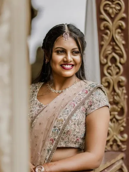 This was for my own engagement shoot! I created a soft, romantic look with a deep berry lip that felt special but still like me.