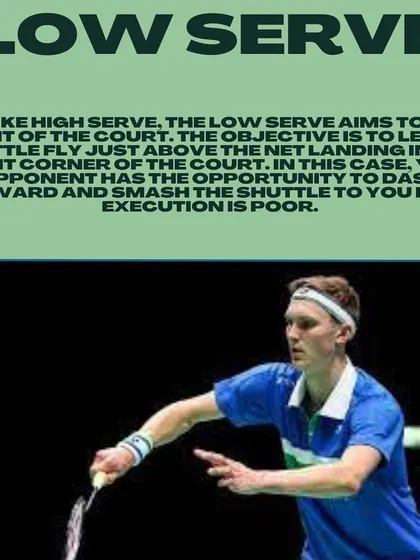 The low serve is an attacking serve that aims to land just over the net, limiting your opponent's options.