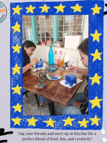 A creative session between friends. Our cafe provides a relaxed and inspiring setting for catching up and making art together.
