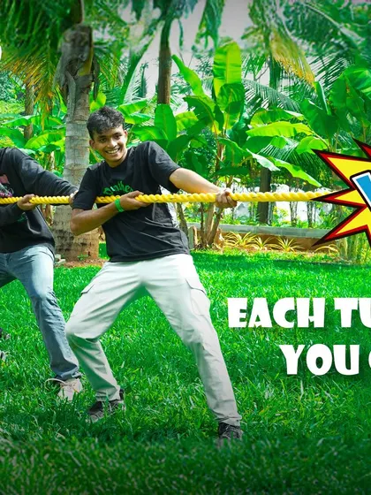 Two teams battling it out in a game of tug of war. Each pull brings the team closer to victory and strengthens their bond.