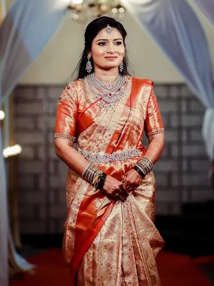 A final look at this stunning bride, ready for her reception. The diamond and ruby set was the perfect choice for her.