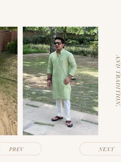 A collage showcasing our popular pista green kurta pyjama set. It's a bestseller for a reason, offering a timeless blend of style and tradition in a refreshing color.