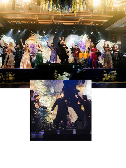 The grand finale of a group performance, with everyone on stage celebrating together. The energy is infectious and the memories are priceless.