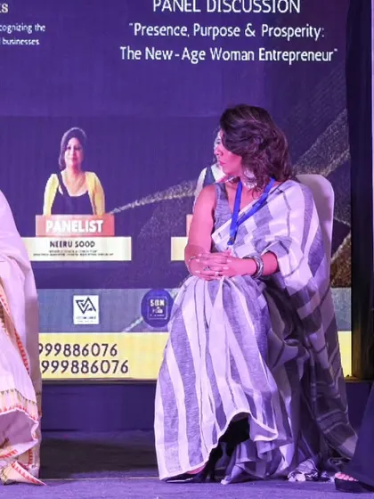 Engaged in a deep discussion with fellow panelists. We explored the themes of presence, purpose, and prosperity for the new-age woman entrepreneur, covering both the challenges and opportunities.