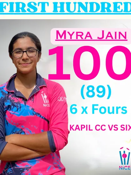 Celebrating milestones. Our "Lady Bumrah," Myra Jain, after scoring her first-ever century.