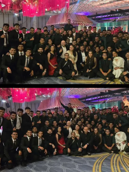 A wider shot of our massive 250-bartender team at the Jio World Centre wedding. This image demonstrates our capability to manage and execute flawless service for the largest and most prestigious events.