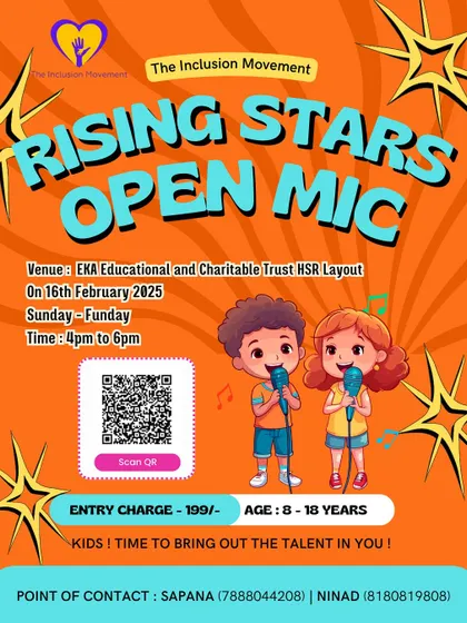 Our 'Rising Stars' open mic gives a stage to young talent aged 8 to 18. We believe in nurturing creativity from a young age and giving kids a platform to shine.