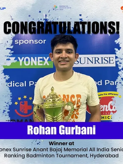 We celebrate Rohan Gurbani’s victory at the Yonex Sunrise Anant Bajaj Memorial All India Senior Ranking Badminton Tournament. Winning a senior national ranking event demonstrates the successful transition from junior promise to senior-level excellence that our program facilitates.