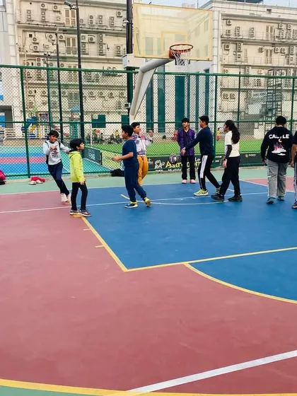 Players get into position for a play.