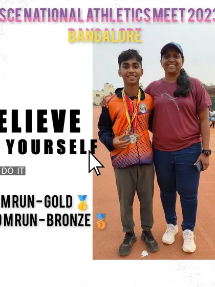Celebrating my athlete Akshay Sharma's performance at the CISCE National Athletics Meet in Bangalore, where he won a gold and a bronze medal.