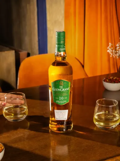 An on-location lifestyle shot for The Glen Grant. We used the warm, ambient lighting of the setting to create a relaxed yet premium feel, showing the product in a natural, social environment.