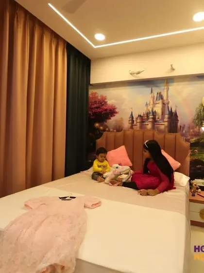 A bedroom fit for a princess. We designed this magical space with a custom castle mural as the backdrop, soft pink tones, and elegant furniture to create a fairy tale world for a young dreamer. Every detail is crafted to inspire imagination and sweet dreams.