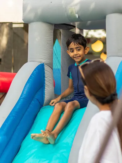 Whoosh! Down the water slide we go! Our inflatable slides provide hours of thrilling, splashy fun.