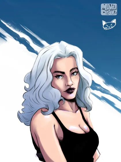 Here's Black Cat unmasked. This version focuses more on her portrait, showing her personality without the costume, but keeping that same cool attitude.